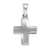 sigo Anhänger Kreuz 925 Sterling Silber massiv mattiert Kreuzanhänger Silberkreuz