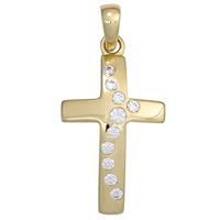 sigo Anhänger Kreuz 333 Gold Gelbgold 10 Zirkonia Kreuzanhänger Goldkreuz