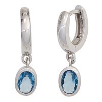 SIGO Creolen 925 Sterling Silber 2 Zirkonia hellblau blau Ohrringe Silbercreolen