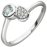 SIGO Damen Ring 925 Silber 1 Blautopas hellblau blau 9 Zirkonia