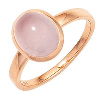 SIGO Damen Ring 585 Gold Rotgold 1 Rosenquarz Cabochon rosa Goldring