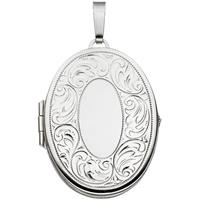 sigo Medaillon oval für 2 Fotos 925 Sterling Silber matt Anhänger zum Öffnen