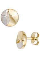 Jobo Paar Ohrstecker, rund 333 Gold bicolor