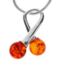 OSTSEE-SCHMUCK Kette mit Anhänger »Doppelkelch Silber 925/000 Bernstein« (2-tlg)