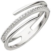 SIGO Damen Ring mehrreihig 925 Sterling Silber 26 Zirkonia Silberring