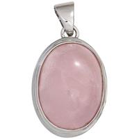 sigo Anhänger oval 925 Sterling Silber rhodiniert 1 Rosenquarz rosa