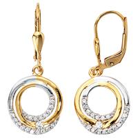 sigo Boutons 333 Gold Gelbgold bicolor mit Zirkonia Ohrringe Ohrhänger Goldohrringe