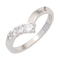 SIGO Damen Ring 925 Sterling Silber rhodiniert 4 Zirkonia Silberring