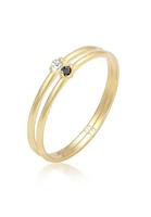 Elli Diamantring »Solitär Schwarz Weiss Diamant (0.04 ct) Gelbgold«