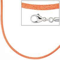 SIGO Collier Halskette Seide orange 42 cm, Verschluss 925 Silber Kette