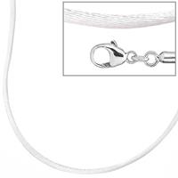 SIGO Collier Halskette Seide weiss 42 cm, Verschluss 925 Silber Kette