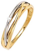 Jobo Solitärring, 585 Gold bicolor mit Diamant 0,02 ct.