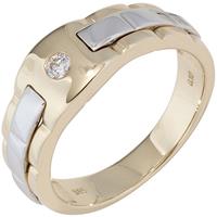 SIGO Herren Ring 585 Gold Gelbgold Weißgold bicolor 1 Diamant Brillant Herrenring