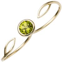 SIGO Damen Zweifinger Ring 585 Gold Gelbgold 1 Peridot grün Goldring Zweifingerring