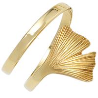 SIGO Damen Ring Ginko Ginkgo offen breit 375 Gold Gelbgold mattiert Goldring