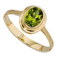 SIGO Damen Ring 585 Gold Gelbgold 1 Peridot grün Goldring