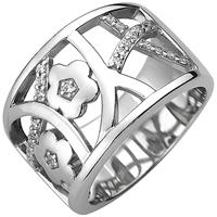 SIGO Damen Ring breit 925 Sterling Silber 25 Zirkonia Silberring