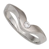 SIGO Damen Ring 950 Platin matt 1 Diamant Brillant 0,08ct. Platinring