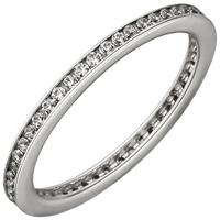 SIGO Damen Ring schmal 925 Sterling Silber mit Zirkonia rundum Silberring