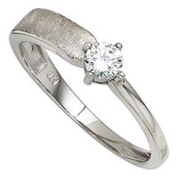 SIGO Damen Ring 925 Sterling Silber rhodiniert eismatt 1 Zirkonia Silberring