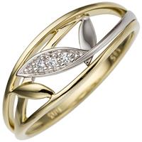 SIGO Damen Ring 585 Gold Gelbgold Weißgold bicolor 3 Diamanten Brillanten Goldring