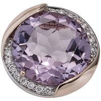 SIGO Anhänger rund 585 Gold Rotgold 16 Diamanten Brillanten 1 Amethyst violett lila