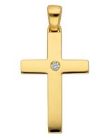 Adelia´s Kettenanhänger »Gold 14 k (585) Kreuz Anhänger«, 14 k 585 Gelbgold mit Brillant