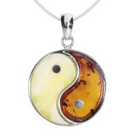 OSTSEE-SCHMUCK Kette mit Anhänger »Yin & Yang Silber 925/000 Bernstein« (2-tlg)