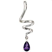 sigo Anhänger Tropfen 925 Sterling Silber rhodiniert 1 Amethyst lila violett