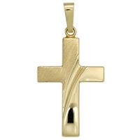 sigo Anhänger Kreuz 585 Gold Gelbgold mattiert Kreuzanhänger Goldkreuz