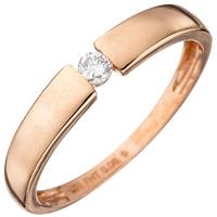 SIGO Damen Ring 585 Gold Rotgold 1 Diamant Brillant 0,08ct. Rotgoldring Diamantring