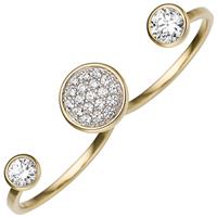 SIGO Damen Zweifinger Ring 333 Gold Gelbgold 21 Zirkonia Goldring Zweifingerring