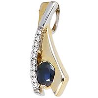 sigo Anhänger 333 Gold Gelbgold bicolor 10 Zirkonia 1 blauer Safir Goldanhänger