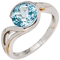 SIGO Damen Ring 585 Gold Weißgold 1 Blautopas hellblau blau Goldring