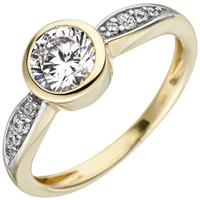 SIGO Damen Ring 375 Gold Gelbgold bicolor 9 Zirkonia Goldring