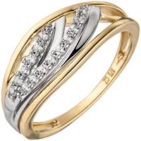 SIGO Damen Ring 375 Gold Gelbgold bicolor 15 Zirkonia Goldring