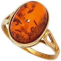 SIGO Damen Ring 375 Gold Gelbgold 1 Bernstein orange Bernsteinring Goldring