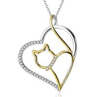 Schmuck-Elfe Kette mit Anhänger »Katze Cat Love« (inkl. Schmuckbox), 925 Silber teilvergoldet