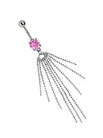 Adelia´s Bauchnabelpiercing »Bauchnabelpiercing «, Titan Banane - offener Stein mit 9 Kugelketten rosa