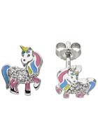 Jobo Paar Ohrstecker »Einhorn«, 925 Silber mit 14 Zirkonia