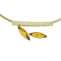 OSTSEE-SCHMUCK Kette mit Anhänger »Gleiter-Caja Gold 333/000 Bernstein« (2-tlg)