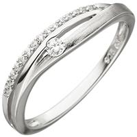 SIGO Damen Ring 925 Sterling Silber teil matt 16 Zirkonia Silberring