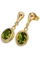 Jobo Paar Ohrhänger, oval 585 Gold mit Peridot