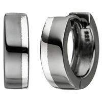 SIGO Creolen 925 Sterling Silber anthrazit bicolor Ohrringe