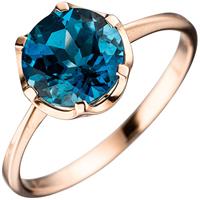 SIGO Damen Ring 585 Gold Rotgold 1 Blautopas blau London blue Goldring Rotgoldring