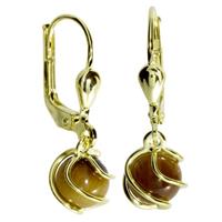 OSTSEE-SCHMUCK Paar Ohrhänger »Goldkäfig Gold 333/000 Tigerauge« (2-tlg)