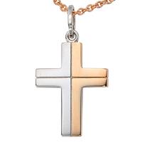 sigo Anhänger Kreuz 585 Gold Weißgold bicolor Kreuzanhänger Goldkreuz