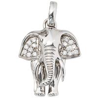 sigo Anhänger Elefant 925 Sterling Silber rhodiniert mit Zirkonia Kettenanhänger