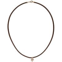 SIGO Collier Halskette Leder taupe mit 585 Gold Rotgold 17 Diamanten Brillanten 45 cm