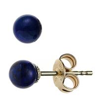 sigo Ohrstecker Kugel 585 Gold Gelbgold 2 Lapislazuli blau Ohrringe Goldohrstecker